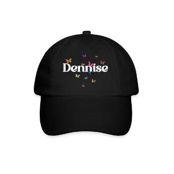 Schöner Mädchenname DENNISE mit Schmetterlingen  - Baseballkappe - Schwarz/Schwarz - Vorne