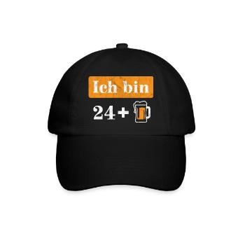 Ich bin 24 plus Bier 25. Geburtstag - Baseballkappe - Schwarz/Schwarz - Vorne