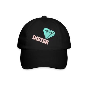 Funkelnder Diamant mit Dieter - Baseballkappe - Schwarz/Schwarz - Vorne