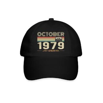 Geburtstag Oktober 1979 - Baseballkappe - Schwarz/Schwarz - Vorne