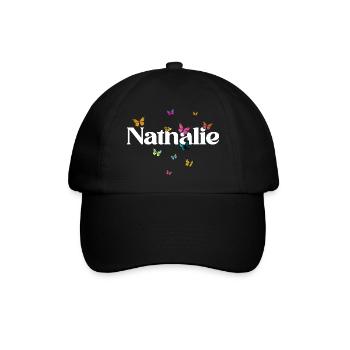 Beautiful girl's name with butterflies NATHALIE - Baseball Cap - black/black - Front