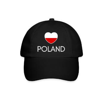 Heart with Poland flag, Polish pride - Baseball Cap - black/black - Front