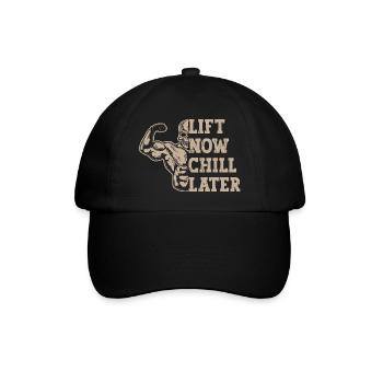 Bodybuilder en powerlifting Lift maintenant Chill Plus tard Salle de sport - Casquette classique - noir/noir - Devant