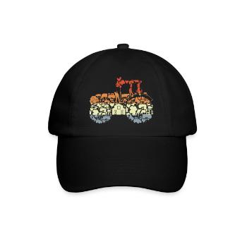Retro Tractor Silhouette - Baseball Cap - black/black - Front