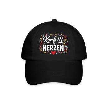 Konfetti im Herzen Alaaf Helau Kostüm - Baseballkappe - Schwarz/Schwarz - Vorne