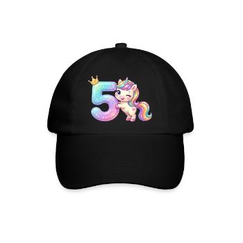 J’ai 5 ans d’anniversaire de fille licorne de Kawaii - Casquette classique - noir/noir - Devant