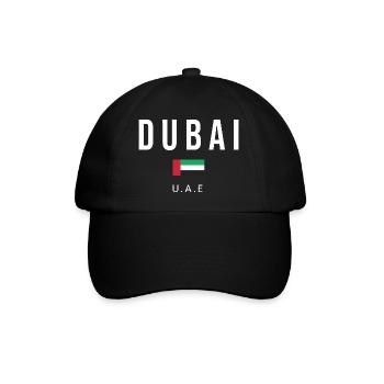 Dubai-Flagge Fettgedrucktes Typografie-Tee - Baseballkappe - Schwarz/Schwarz - Vorne