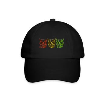 Owls yellow green red - Baseball Cap - black/black - Front