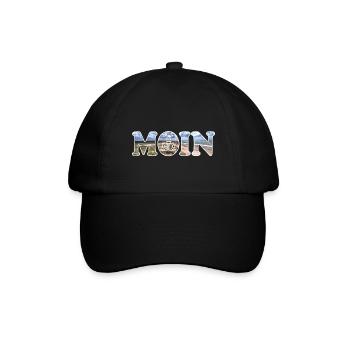 Moin sagt man in Norddeutschland - Baseballkappe - Schwarz/Schwarz - Vorne