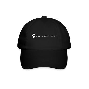 Lünen Koordinaten - Baseballkappe - Schwarz/Schwarz - Vorne