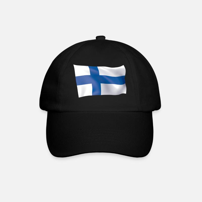 Flagge Finnland - Baseballkappe - Schwarz/Schwarz