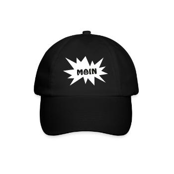 Moin mit Anker Sylt Nordsee Hamburg Bremen - Baseballkappe - Schwarz/Schwarz - Vorne