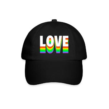 Love Text Regenbogen - Baseballkappe - Schwarz/Schwarz - Vorne