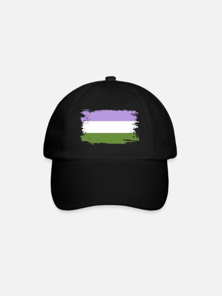 Genderqueere Pride-Flagge - Baseballkappe - Schwarz/Schwarz