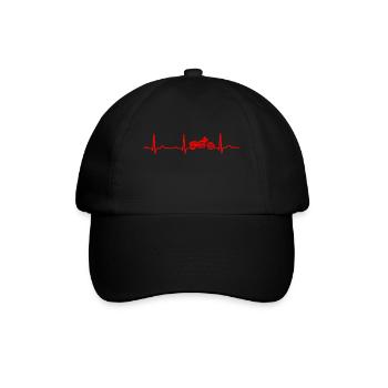 ECG HEARTBEAT CHOPPER BIKE MOTORCYCLE Red - Baseball Cap - black/black - Front