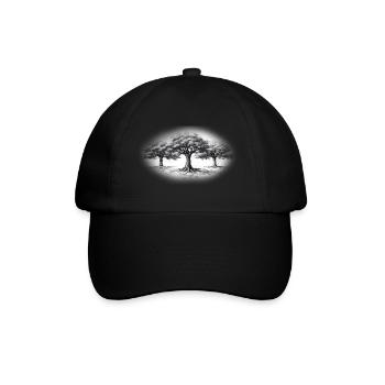 Baum Wald schwarzweiss schwarz weiss - Baseballkappe - Schwarz/Schwarz - Vorne