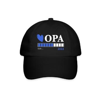 Opa 2022 - lädt, Geschenk für werdenden Opa - Baseballkappe - Schwarz/Schwarz - Vorne