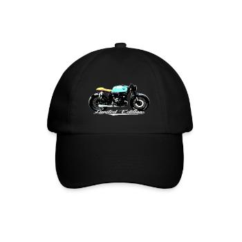 Cafe Racer Vintage Motorrad - Baseballkappe - Schwarz/Schwarz - Vorne