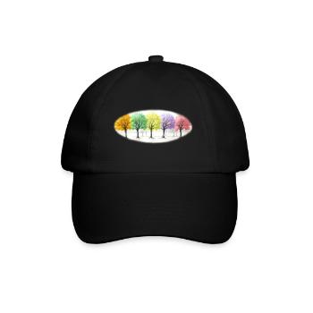 Bunt Bäume Baum Wald - Baseballkappe - Schwarz/Schwarz - Vorne