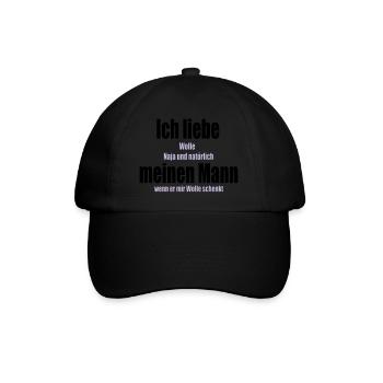 J'aime mon mari laine tricoter crochet à coudre - Casquette classique - noir/noir - Devant