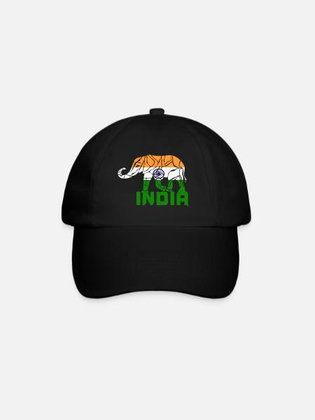 Indien Elefant / Flagge Geschenk Nationalfarbe - Baseballkasket - sort/sort