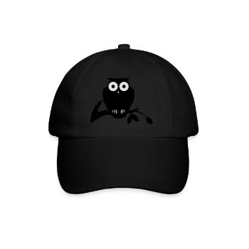 owl on branch - Baseballkappe - Schwarz/Schwarz - Vorne