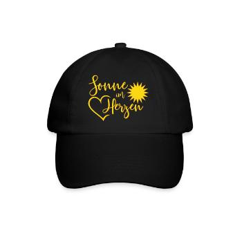 Sun in the heart Sunshine Heart Spring Summer - Baseball Cap - black/black - Front