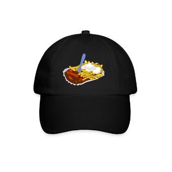 currywurst pommes fast food speise - Baseballkappe - Schwarz/Schwarz - Vorne