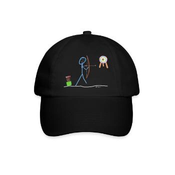 Bogenschießen Strichmännchen Pfeil Ziel Meister - Baseballkappe - Schwarz/Schwarz - Vorne
