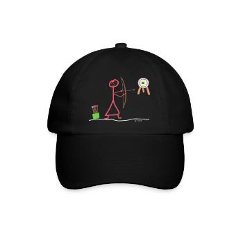 Bogenschießen Strichmännchen Strichfrau Sport - Baseballkappe - Schwarz/Schwarz - Vorne