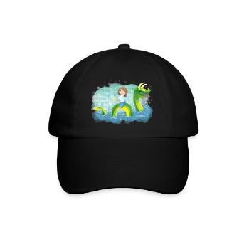 Mädchen Drachen reiten - Baseballkappe - Schwarz/Schwarz - Vorne