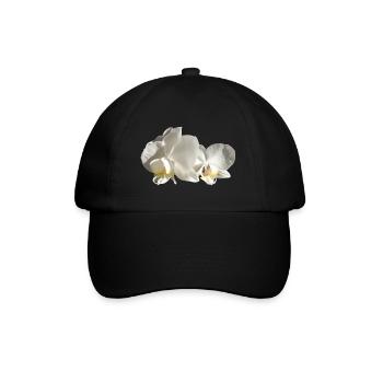 Orchidee weiß - Baseballkappe - Schwarz/Schwarz - Vorne