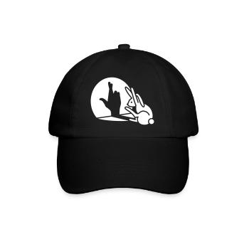 Lustiger Hasenhandschatten gekreuzte Finger viel Glück - Baseballkappe - Schwarz/Schwarz - Vorne