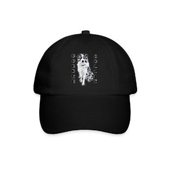 Border Collie Black Merle Comic Text - Baseball Cap - black/black - Front
