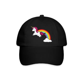 Regenbogen Einhorn BytheManzanitas - Baseballkappe - Schwarz/Schwarz - Vorne