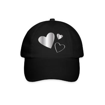 Hearts silver - Baseball Cap - black/black - Front