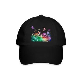 Flower Meadow Galaxy Garden Butterflies - Baseball Cap - black/black - Front