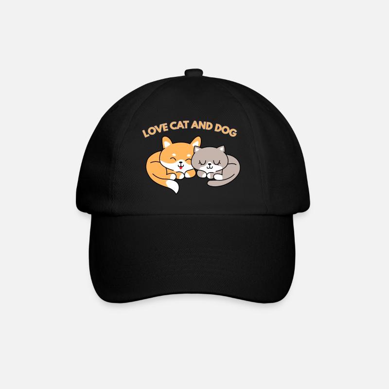 Chat et crabot d’amour - Casquette classique - noir/noir