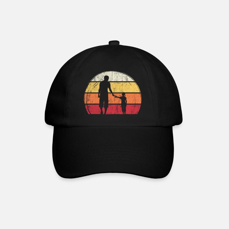 Sunset Silhouette: Vater und Kind - Baseballkappe - Schwarz/Schwarz