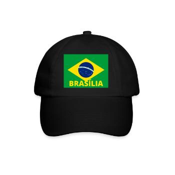 Brasília Stadt in brasilianischer Flagge - Baseballkappe - Schwarz/Schwarz - Vorne