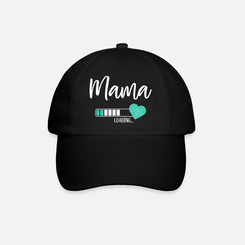 Mama Loading Herz Baby Junge Werdende Mama - Baseballkappe - Schwarz/Schwarz