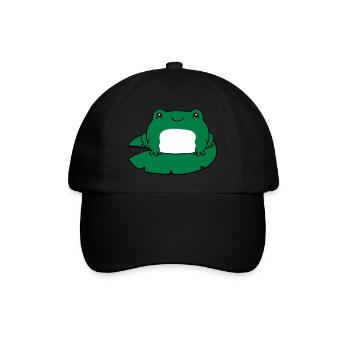 Frosch auf Seerose - Baseballkappe - Schwarz/Schwarz - Vorne