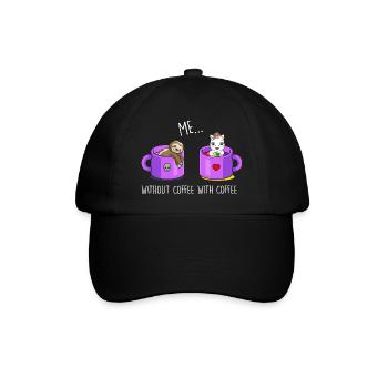 Ich ohne Kaffee Ich mit Kaffee Faultier Einhorn - Baseballkappe - Schwarz/Schwarz - Vorne