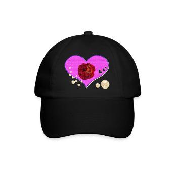 rosen design, Herzmuster Perlen - Baseballkappe - Schwarz/Schwarz - Vorne