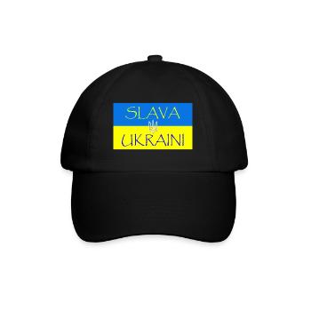 Slava Ukraini - Stop the war - Baseballkappe - Schwarz/Schwarz - Vorne