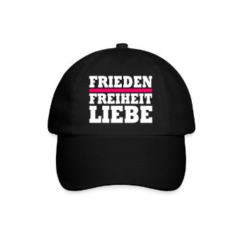 Frieden freiheit liebe - Baseballkappe - Schwarz/Schwarz - Vorne