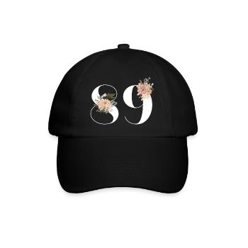 Blumen zum 89-jährigen Jubiläum (Geschenk von 89 Jahren) - Baseballkappe - Schwarz/Schwarz - Vorne