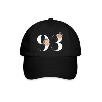 Blumen zum 93. Jahrestag (Geschenk von 93 Jahren) - Baseballkappe - Schwarz/Schwarz - Vorne