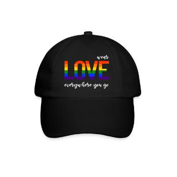 Wear love everywhere you go - LGBTQI Gay Pride CSD - Baseballkappe - Schwarz/Schwarz - Vorne