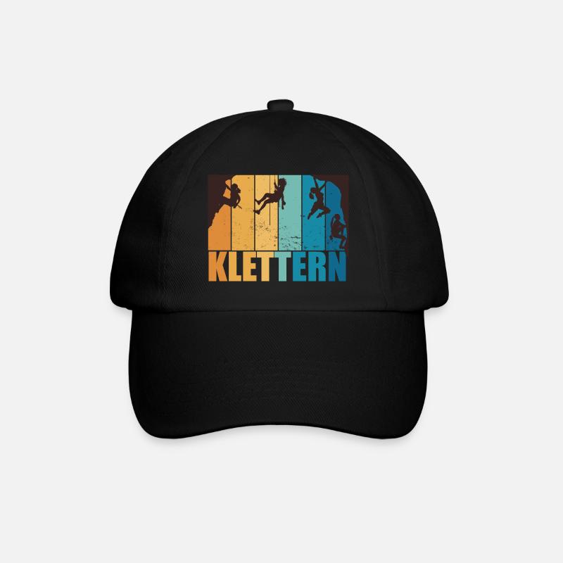 Klettern Bouldern Bergsteigen Berge Vintage - Baseballkappe - Schwarz/Schwarz